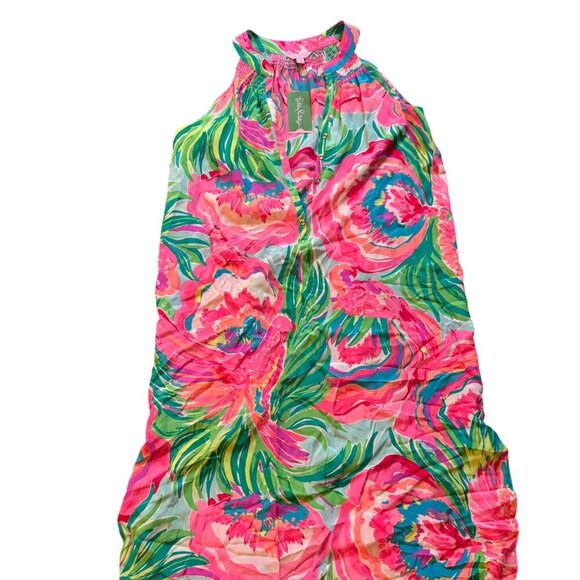 Lilly Pulitzer Bailey Silk Dress Serene Blue Paradise Bound Large NWT - Picture 1 of 1